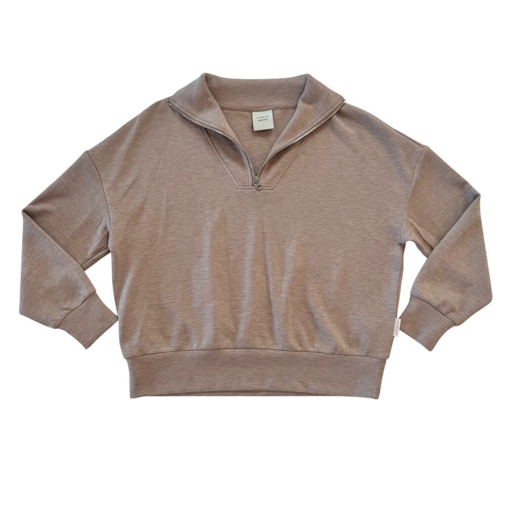 Varley Hawley Half Zip Sweat XS Taupe Marl Double Soft Oversized Pullover Cozy - Picture 3 of 16